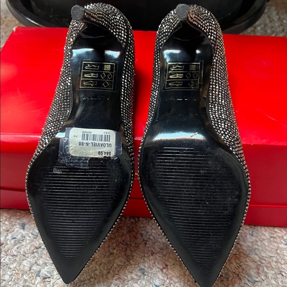 ALDO Rhinestone Black Heels - Picture 3 of 8
